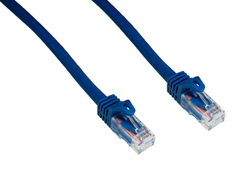CAT6A 550MHz 24 AWG UTP Bare Copper Ethernet Network Cable, Molded Blue 1 FT