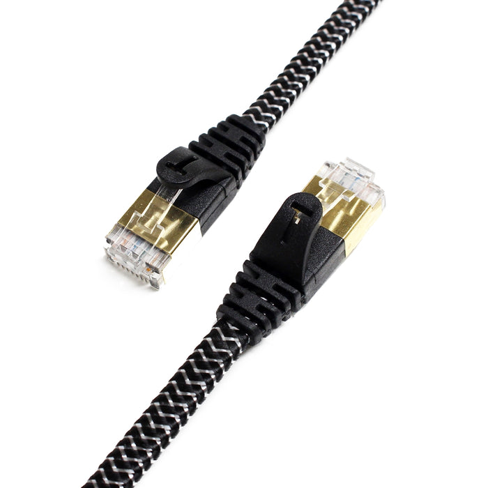 CAT-7 10 Gigabit Ethernet Ultra Flat Patch Braided Cable for Modem Router  LAN Network - Built with Shielded RJ45 Connectors, 50 Feet Black & White —  Tera Grand
