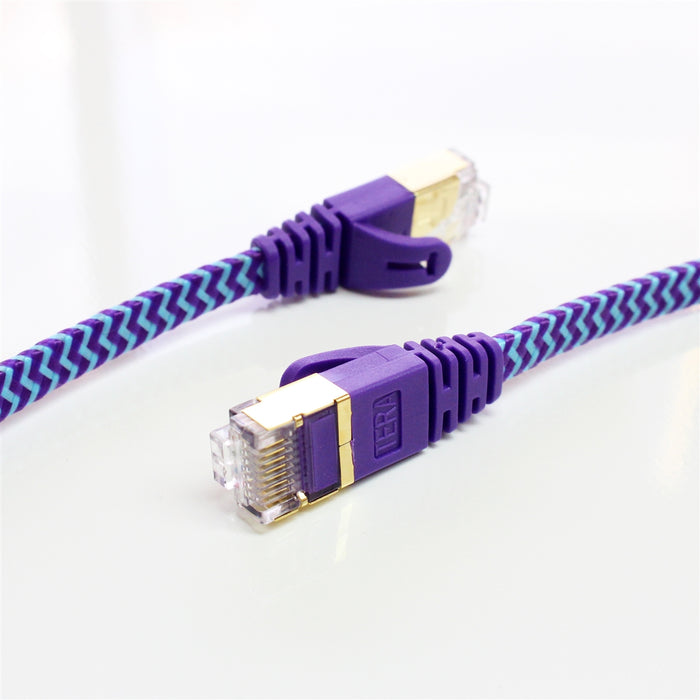 CAT-7 10 Gigabit Ethernet Ultra Flat Patch Braided Cable for Modem Router  LAN Network - Built with Shielded RJ45 Connectors, 50 Feet Purple & Blue — Tera  Grand