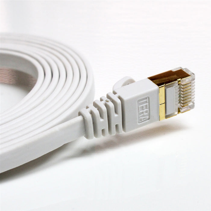 CAT-7 10 Gigabit Ultra Flat Ethernet Patch Cable, 6 Feet White