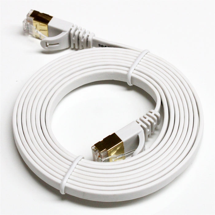 CAT-7 10 Gigabit Ultra Flat Ethernet Patch Cable, 6 Feet White