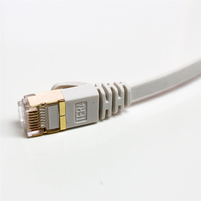 CAT-7 10 Gigabit Ethernet Ultra Flat Patch Cable for Modem Router LAN Network - Built with Shielded RJ45 Connectors, 75 Feet White