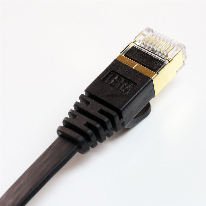 CAT-7 10 Gigabit Ethernet Ultra Flat Patch Cable for Modem Router LAN Network - Built with Shielded RJ45 Connectors, 75 Feet Black