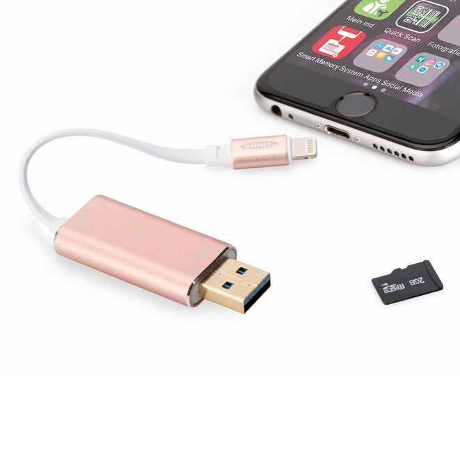Ednet - Smart Memory, Storage Extension for iPhone & iPad, up to 256GB, Rose Gold
