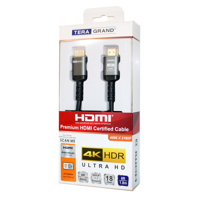 4K@60Hz Certified Premium High Speed HDMI Cable w/ Ethernet - 6 ft.