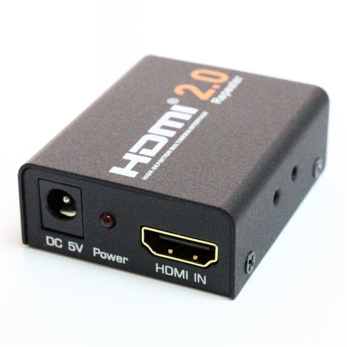HDMI 2.0 Repeater, Supports up to 30 Meter (98 Ft.) at 4K@60Hz, 40 Meter (131 Ft.) at 4K@30Hz, 60 Meter (197 Ft.) at 1080p@60Hz