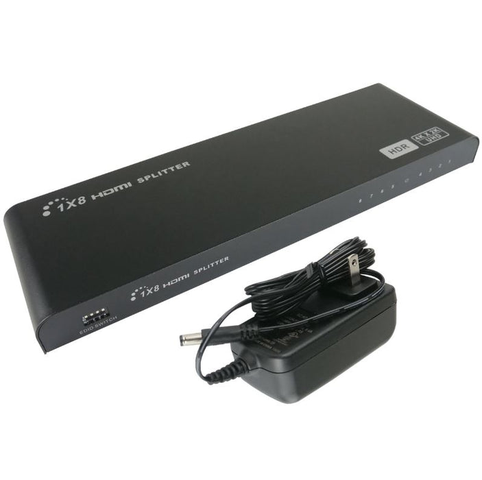 HDMI 1x8 Amplified Splitter, Supports HDR, EDID Management, and 4K 60Hz