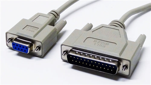 Null Modem Cable, DB9 Female to DB25 Male, 15'
