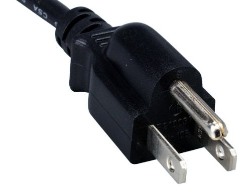 Power Extension Cord, 5-15P to 5-15R, Black, 1 Ft.