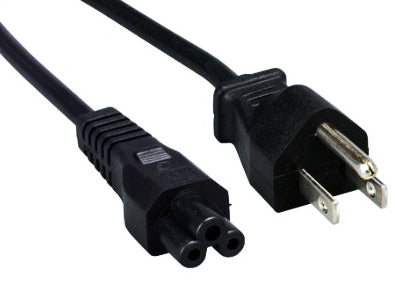 Notebook Power Cord, 3 Prongs, 5-15P to C5, Black, 6 Ft.