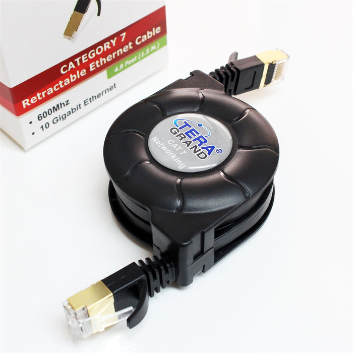 CAT7 10 Gigabit Ethernet Retractable Cable for Modem Router LAN Network, 1.5 Meter (4.9 Ft.)
