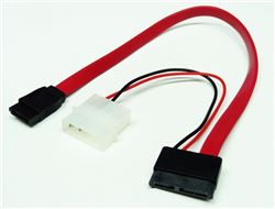 Slimline SATA III Male to SATA III Data & 4-Pin Molex Power Adapter Cable (For Slimline DVD Drives), 40"
