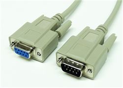 RS-232 Serial Cable, DB9 Male to DB9 Female, 100'