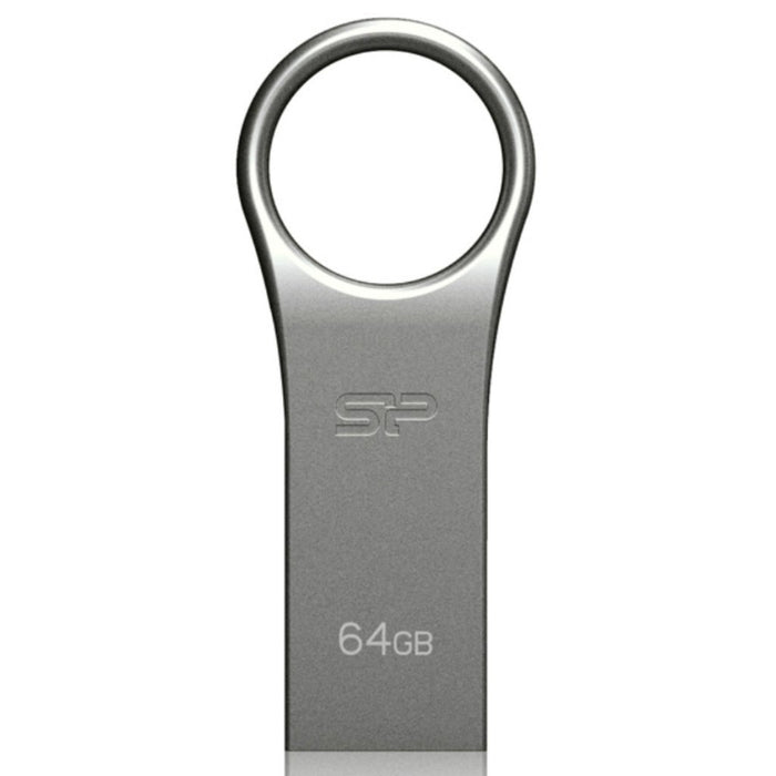 Silicon Power - USB 2.0 Waterproof Flash Drive, Firma F80, Gray Aluminum 64 GB