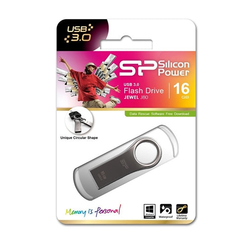 Silicon Power - USB 3.0/3.1 Waterproof Flash Drive, Jewel J80 Titanium, 16 GB