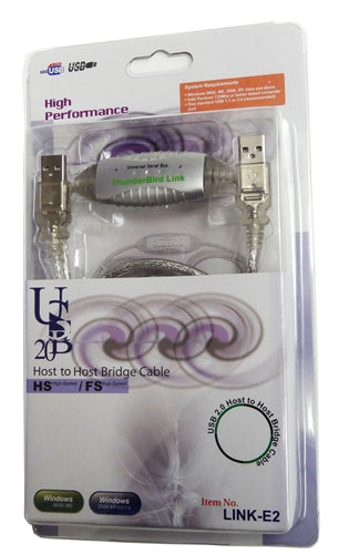 USB 2.0 Data Link Network Bridge Cable, 6'