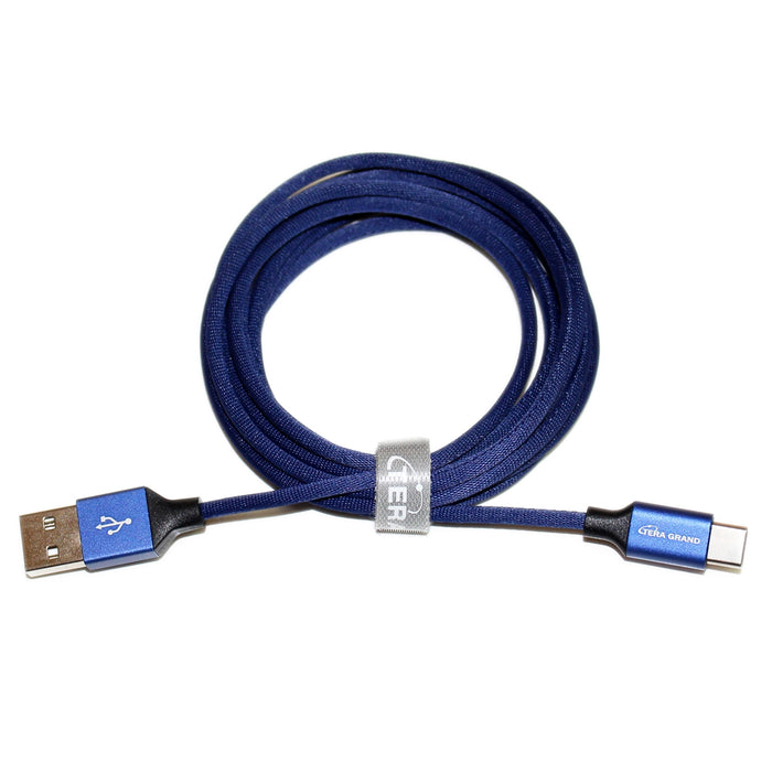 USB 2.0 USB-C to A Fabric Jacket Cable with Aluminum Housings, 6' Blue