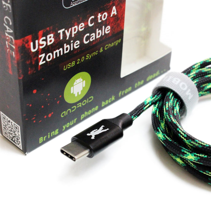 Mobile Undead - High Speed USB 2.0 USB-C to A Sync and Charge Zombie Cable, 6 Ft.