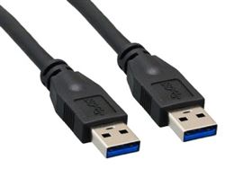 USB 3.0 A Male to A Male Black Cable, 3'
