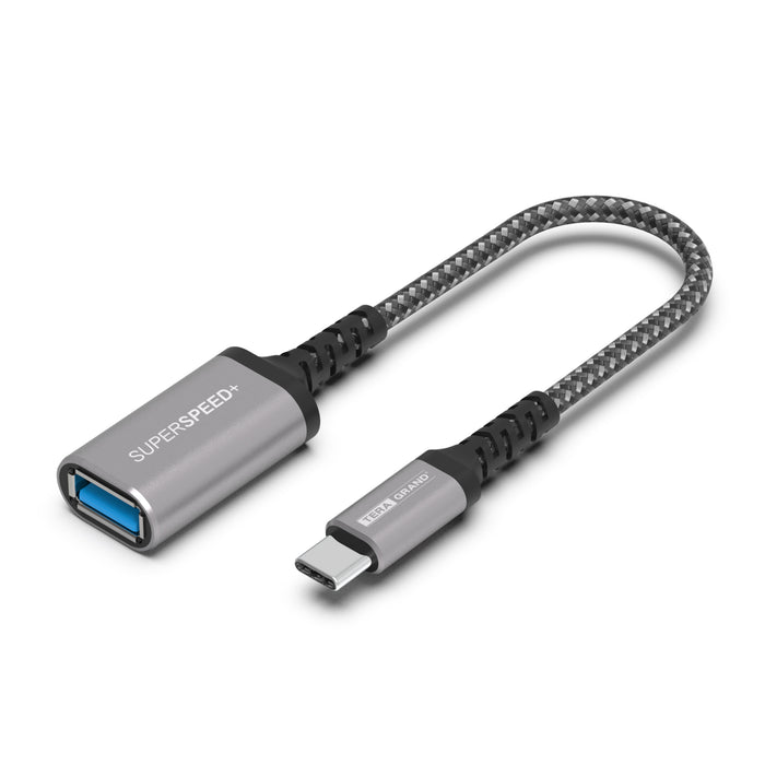 USB 3.2 Gen 1x1 USB-C to A Female Adapter Braided Cable with Aluminum Housings, 6 Inch