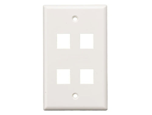 Wall Plate for Keystone Insert, White, 4 Holes